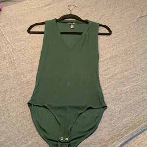 Forest green v neck body suit